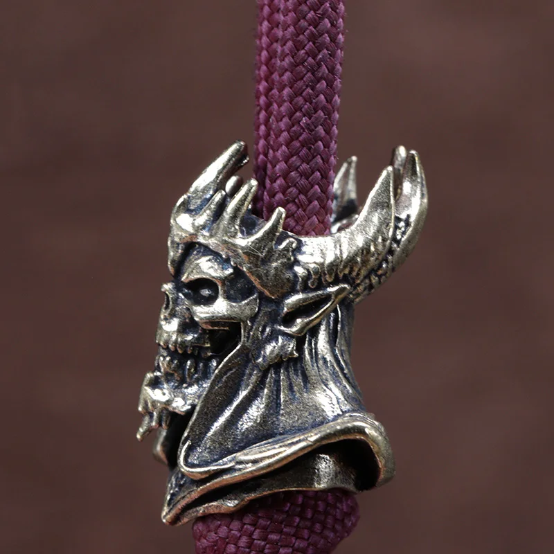 Demon King Skull Brass Knife Beads EDC DIY Paracord Woven Bracelets Lanyard Pendants Accessories Outdoor Tool Hangings Charms ﻿