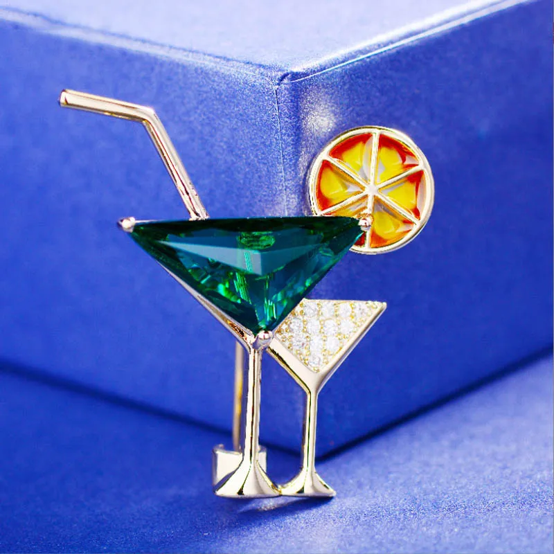 

Fashion Titanium Steel Micro-Inlaid AAA Color Zircon Cocktail Brooch Luxury Retro Pin