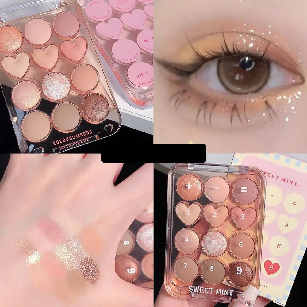 Twelve Color Love Eye Shadow Disc Multi-function Nude Low Love Fine Eye Flash Shadow Student Saturation P7J8