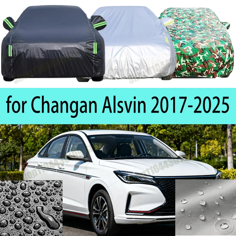 

for Changan Alsvin 2017-2025 Car Covers with Reflective Strip Anti Corrosion Sun Rain Snow Wind Protection Dustproof UV Scratch