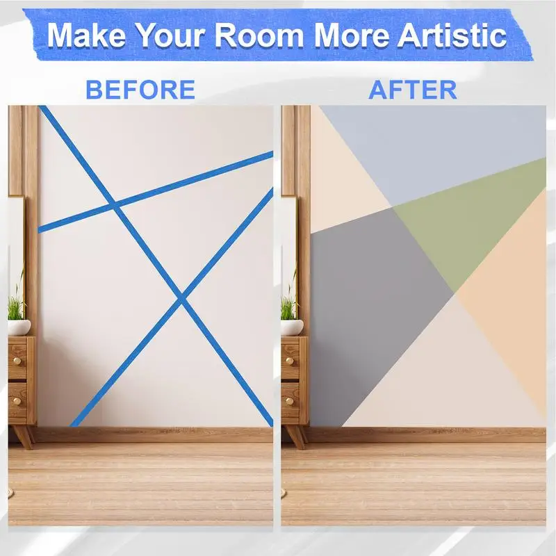 Малярная лента, 3 рулона х 65,6 футов, лента для рисования, съемные синие принадлежности для рукоделия для художественной стены, автомобильная маркировка, акварель