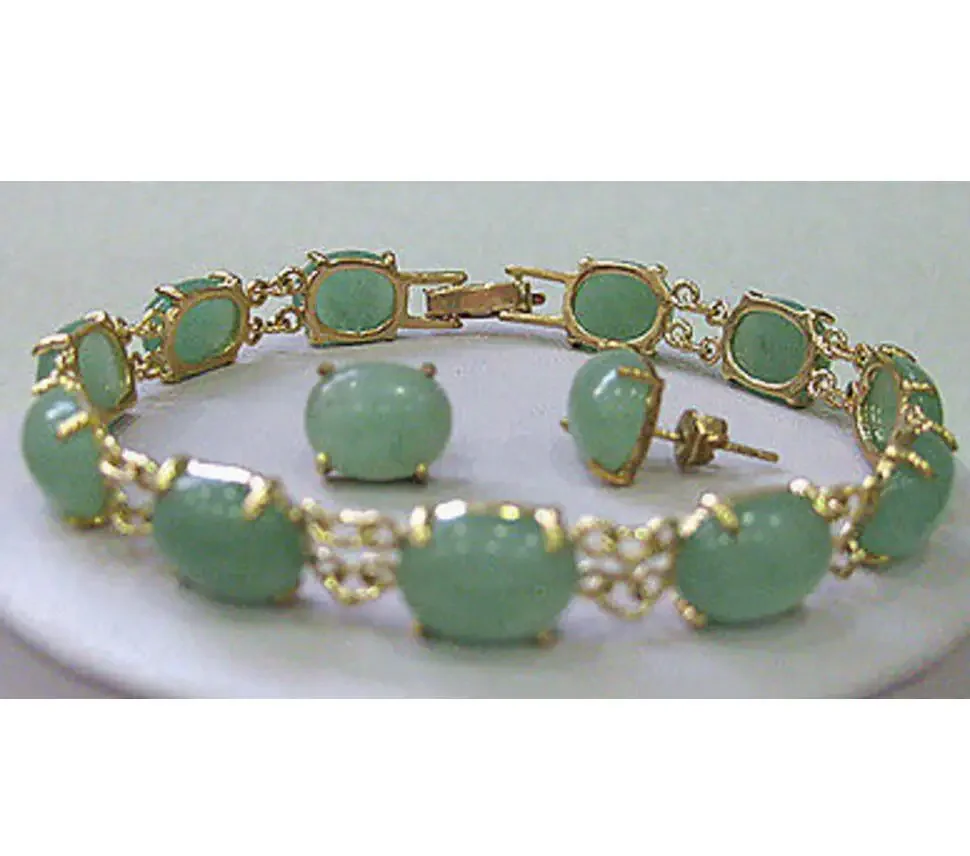 

Natural Green Aventurine bracelet earrings set AAA Fashion Wedding Party Jewellery