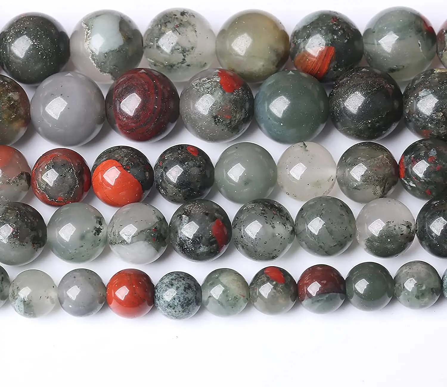 Natural African Blood Stone Beads Crystal 6 8 10mm Gemstone Round Energy Healing Loose For Jewelry Making DIY Bracelet Necklace