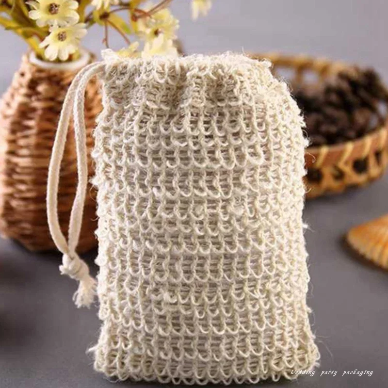 50Pcs Shower Bath Sisal Soap Bag Natural Sisal Soap Bag Exfoliating Soap Saver Pouch Holder Sisal Soap Net