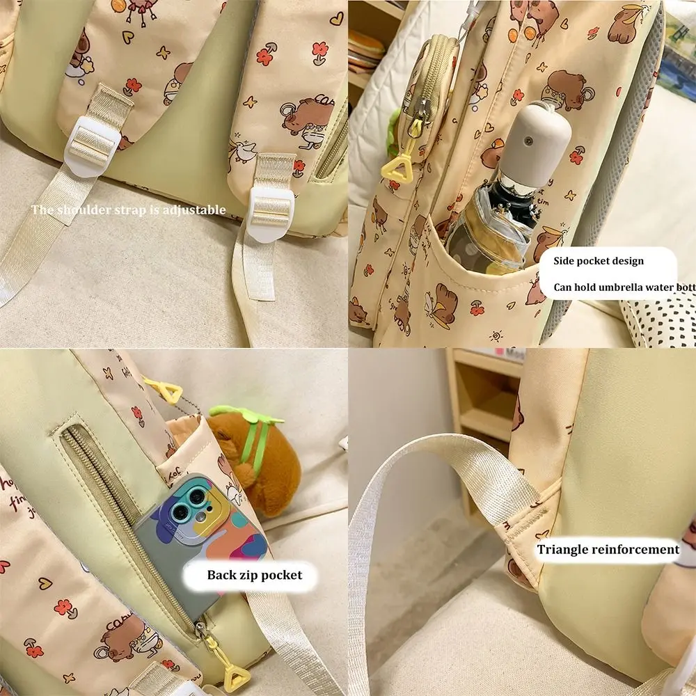 Trendy Cartoon Capybara Backpack Lightweight Water Repellent Capybara School Bag Large Capacity Students Schoolbag Girls