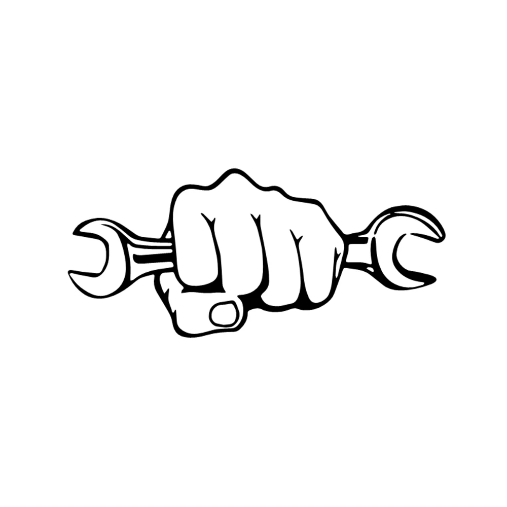 

Mechanic with Wrench Design Vinyl Car Sticker Waterproof UV Resistant for Auto Window Bumper Universal Fit Workshop Theme