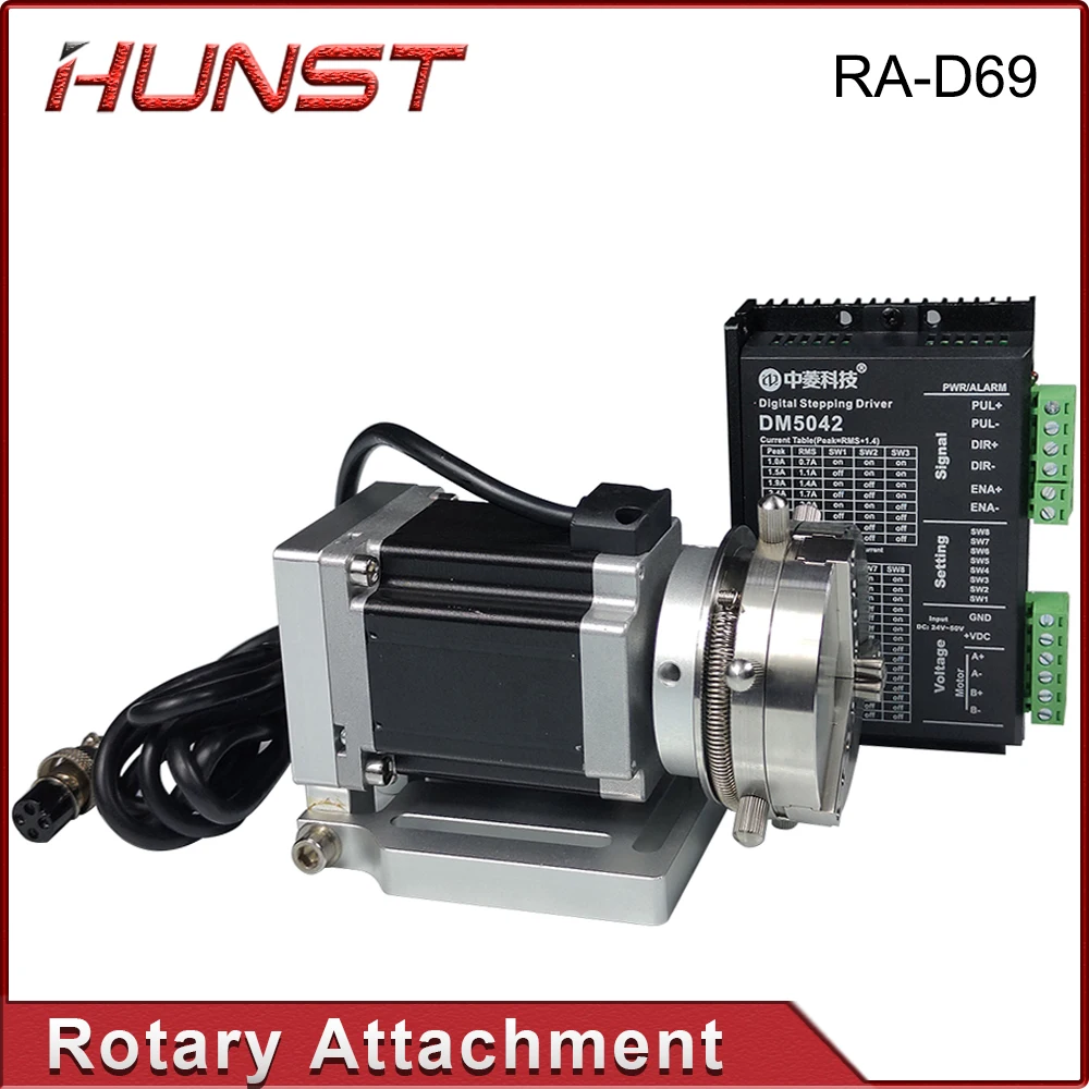 

Hunst D69 CNC Router Laser Marking Machine Rotary Axis Chuck for Ring Bracelet Jewelry Engraving Auto Lock Rotary Attachment