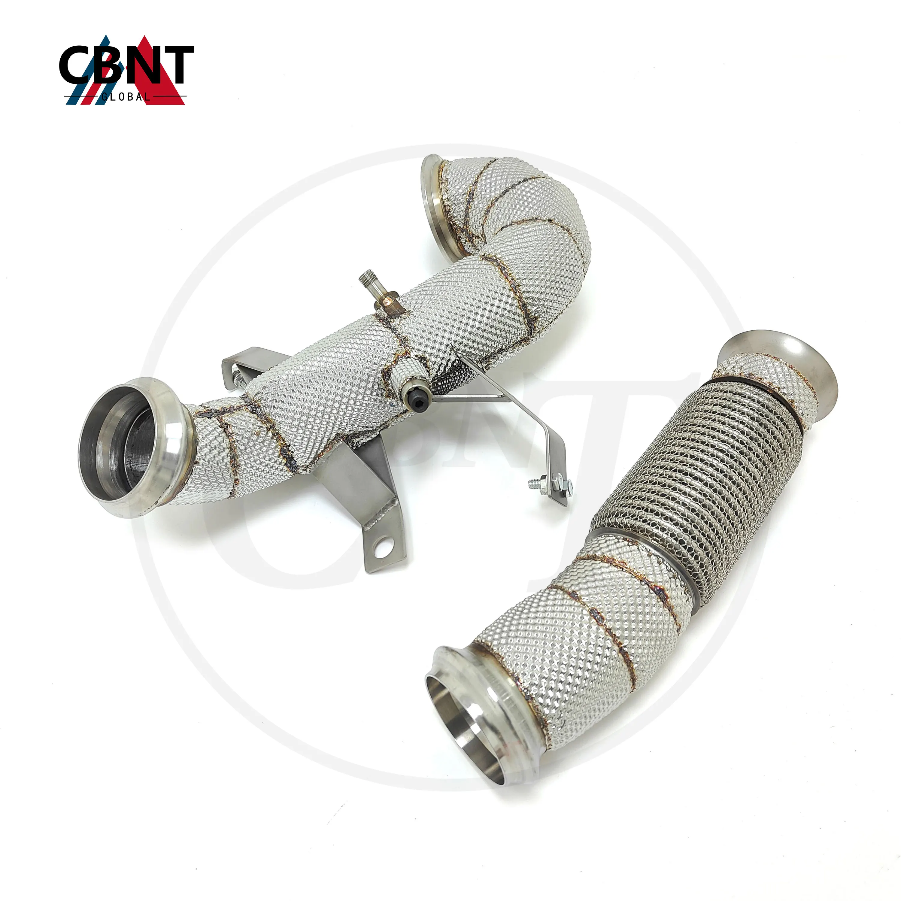 

CBNT Downpipe & Front Pipe for Mercedes Benz W177 A45S CLA45 GLA45 2.0T Exhaust Header with Heat Shield SS304 Exhaust-pipe