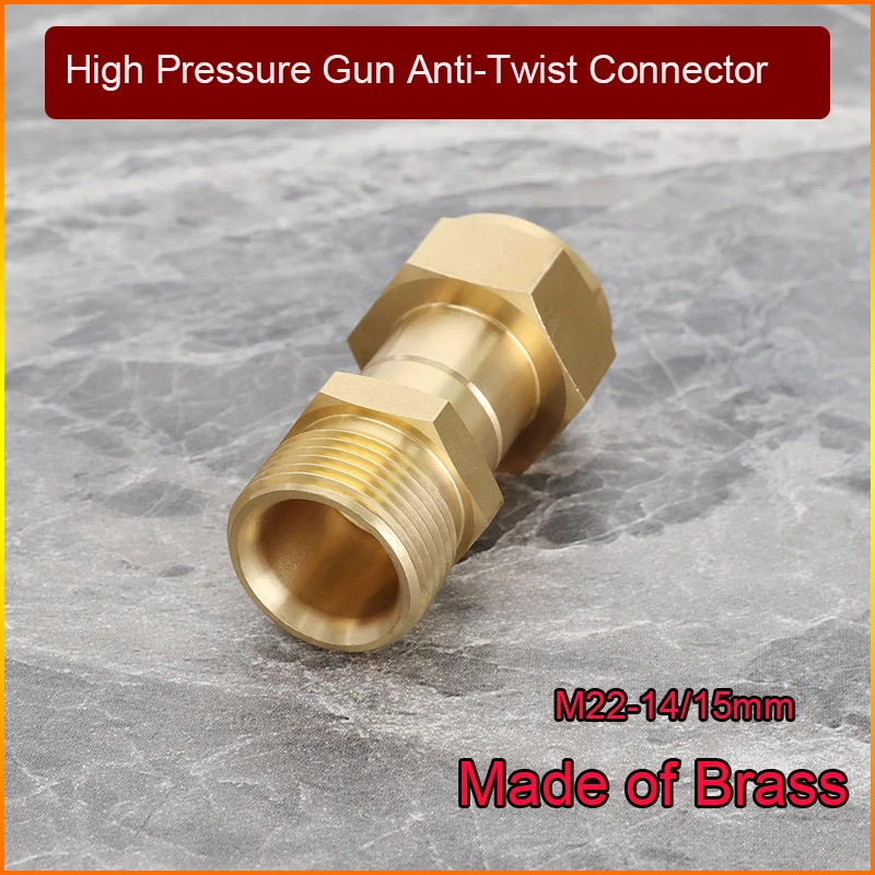 

Solid Brass M22 14/15mm 360° Swivel Adapter Anti-Twist Coupler High Pressure Washer Gun Hose Connector Leakproof Accessories