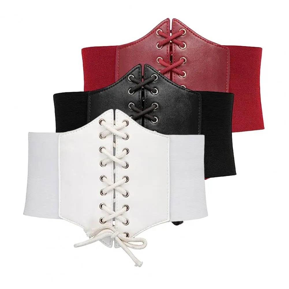 Cintura larga stringata elegante cintura corsetto stringata per donna cintura larga per abiti sofisticate confortevole elastico per abiti