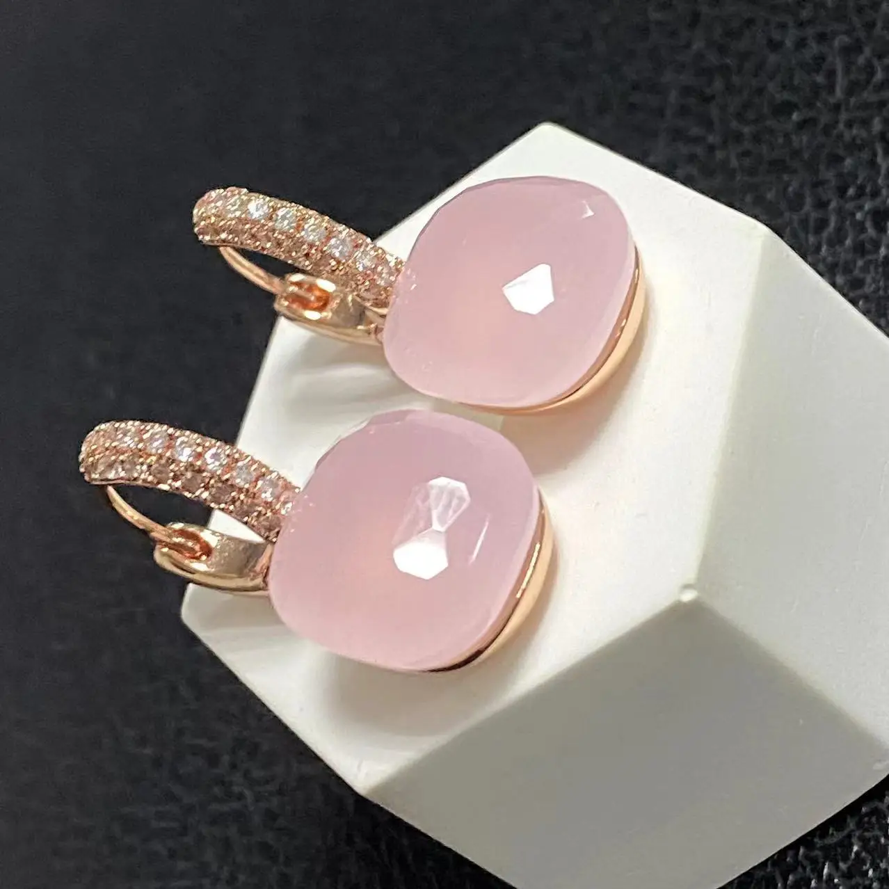 12.6mm Flat Earrings Inlay Zircon Candy Color Crystal Earrings For Women Drop Earrings Fashion Jewelry Gift