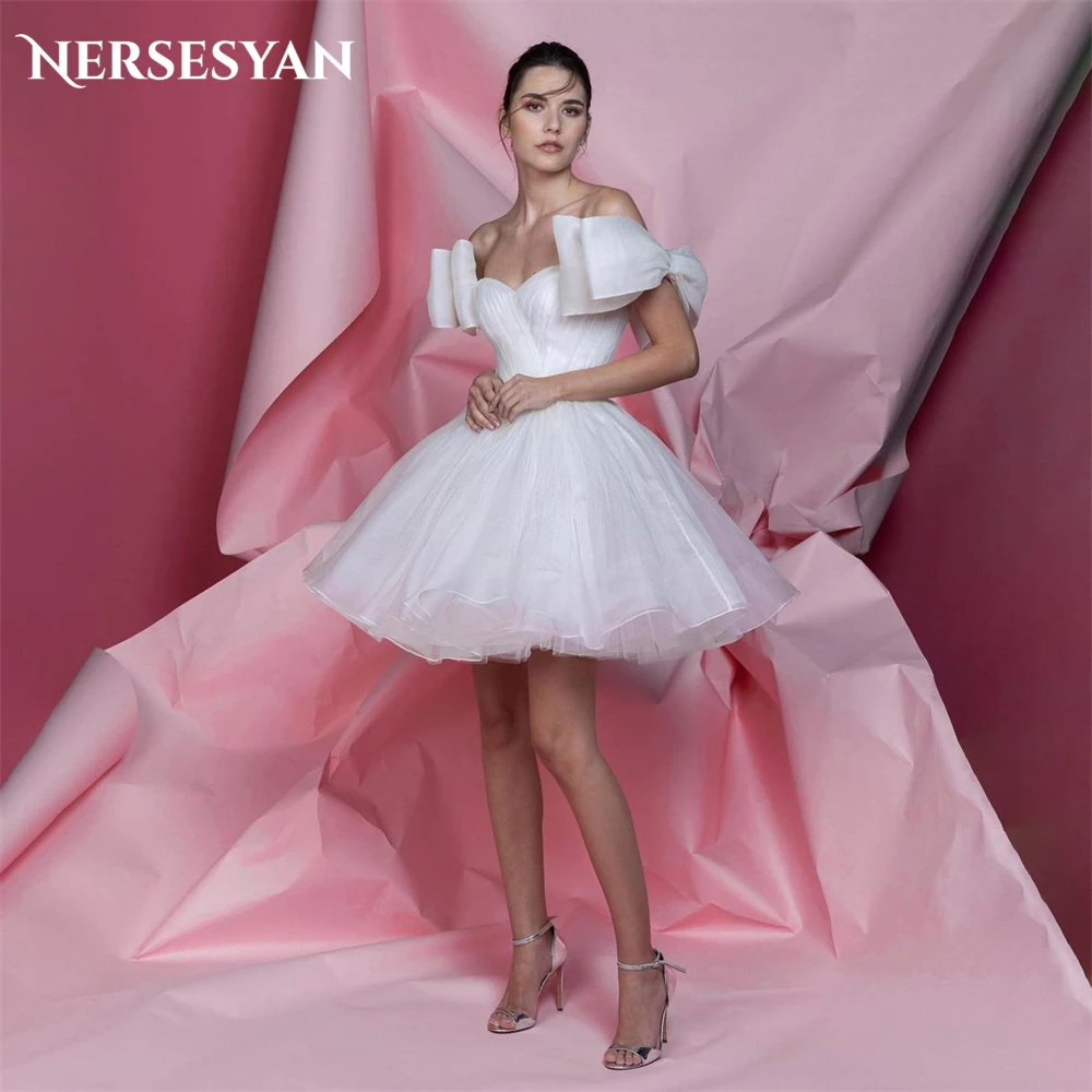 

Nersesyan Pure Pleats Wedding Dresses Elegant A-Line Bow Straps Off Shoulder Sweetheart Bridal Gowns Backless Bride Dress 2024