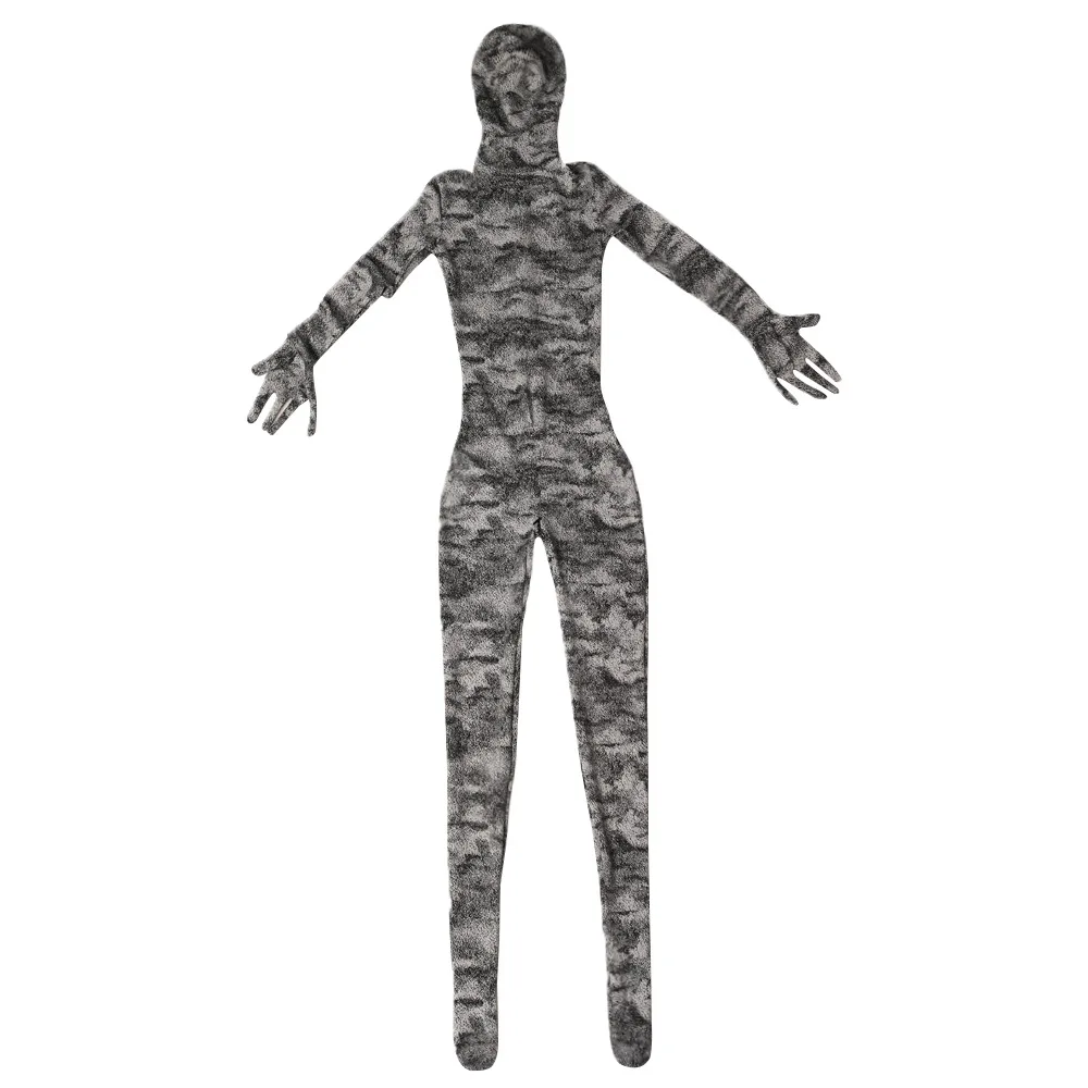 Woman Milk Silk Jumpsuit Long Sleeve Catsuit Tights Cosplay Camouflage Bodysuit Bundle High Elastic Zentai Leotard Club Teddies