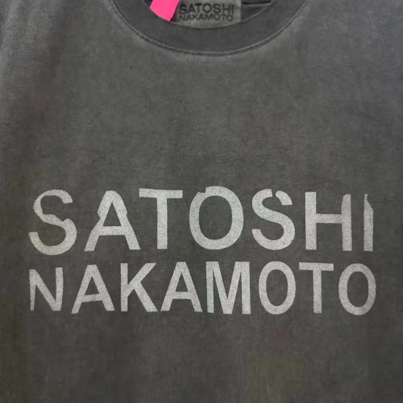 Streetwear Summer Crew Neck Washed Tie-Dye Men's Women's Vintage Satoshi Nakamoto Cyberpunk Streetwear Short-Sleeve T-Shirt