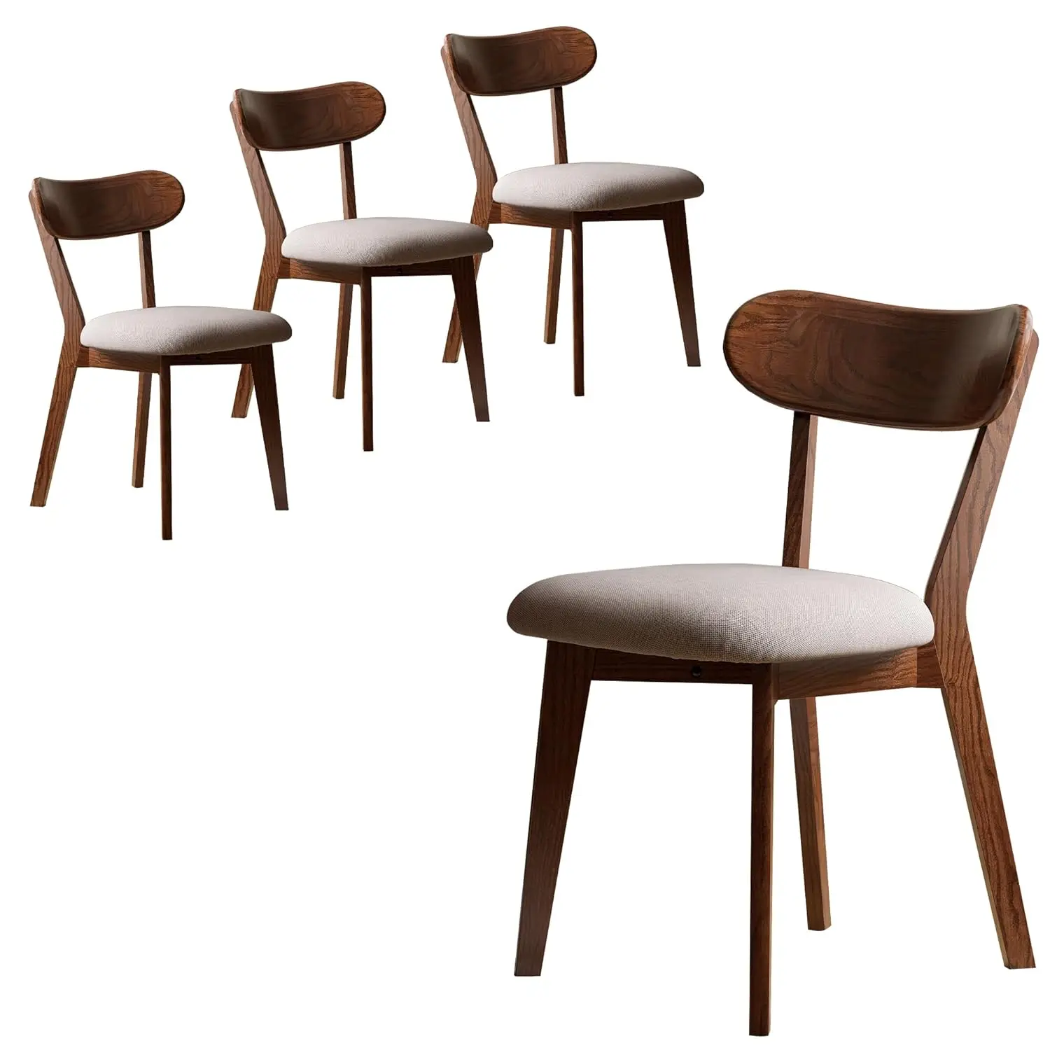 

Walnut Dining Chairs,Mid Century Modern Dining Chairs Set of 4 - Ergonomic Walnut Wood Kitchen Chair with Curved, Customized