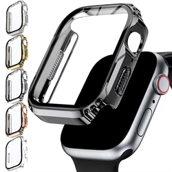 Cover For Apple Watch Case 41mm 45mm 44mm 40mm Hard PC Bumper Tempered Glass Screen Protector Case for iWatch 9 8 7 6 5 4 se