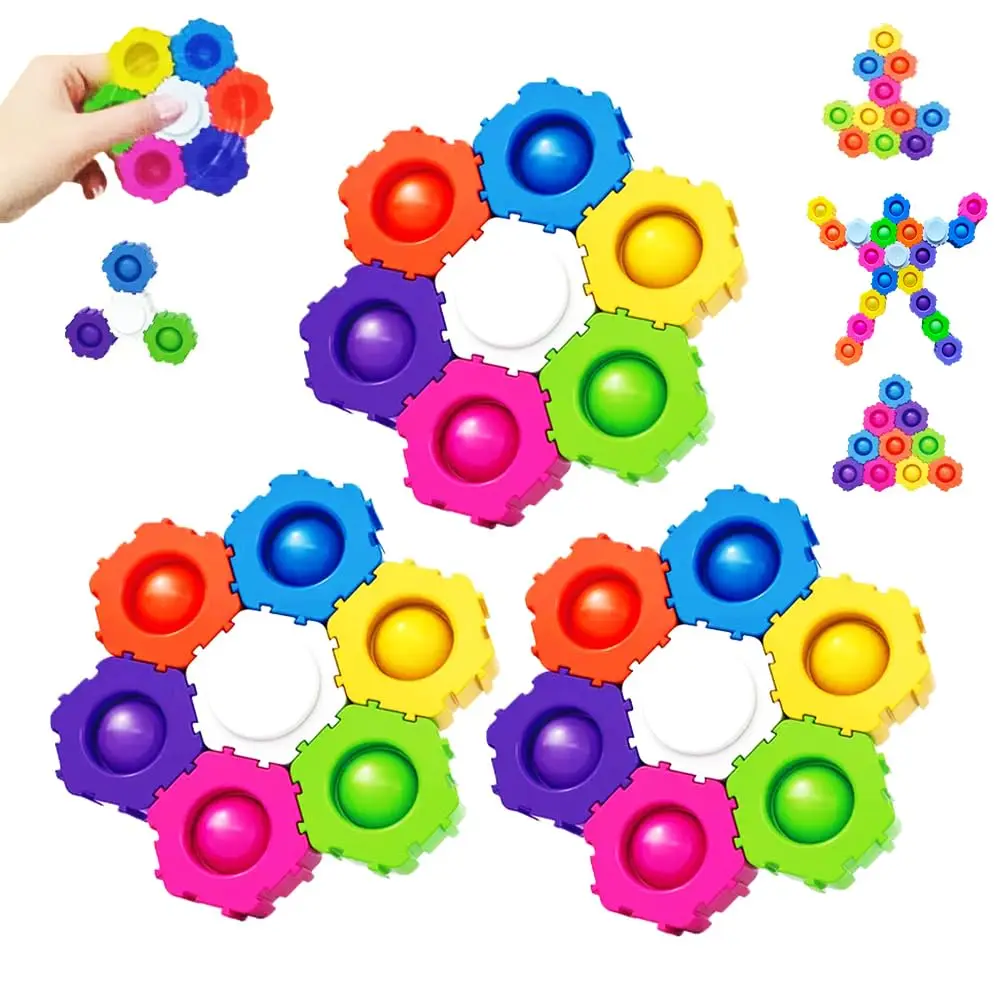 

8 New Children's Decompression Gyroscope Toys Outdoor with Popular Bubble Blocks Adult Smart Fidget Spinner Birthday Toy Gifts