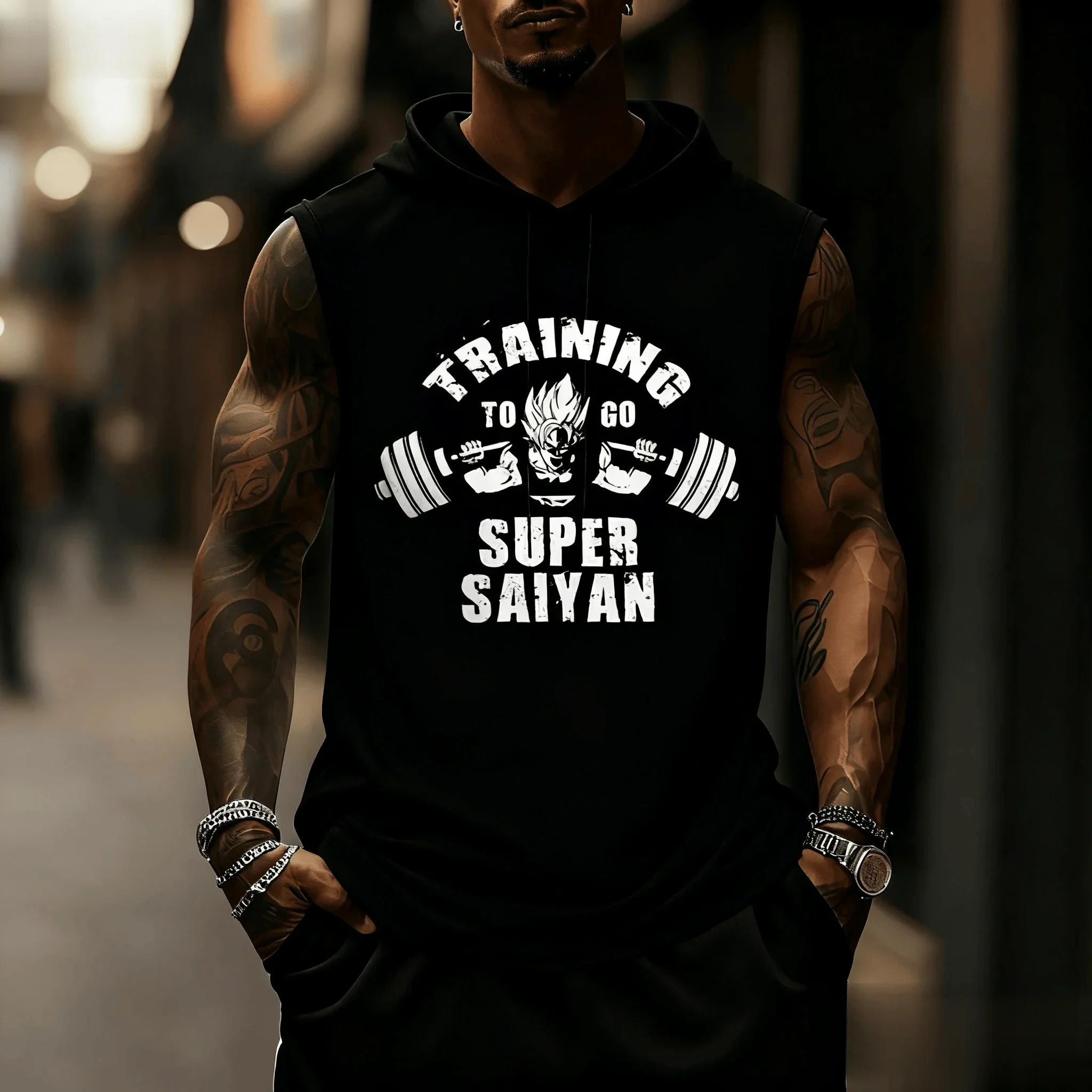 Dragon Ball Z Training Men Tank Top Sleeveless Hoodie Muscle Shirt Gym Vest Streetwear Anime Graphic Tee New Summer Fitness Wear