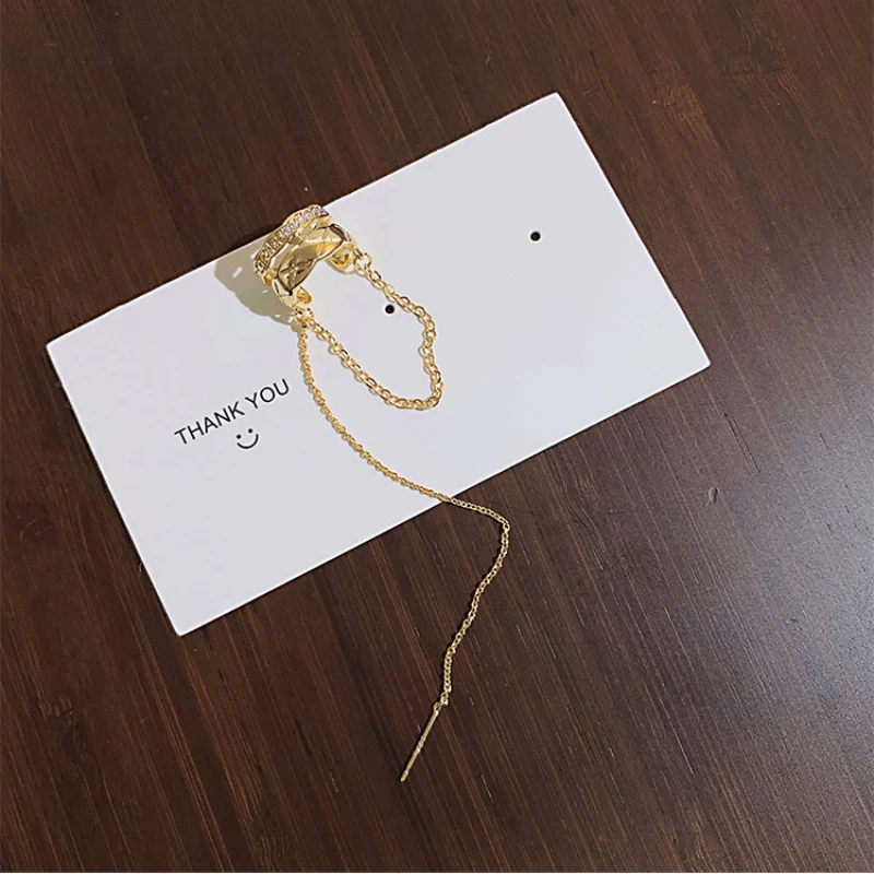 1 PC Non-Piercing Ear Cuff for Women Gold Color Link Tassel Earrings Hiphop Bohemian Fake Cartilage Earring Fashion Clips On
