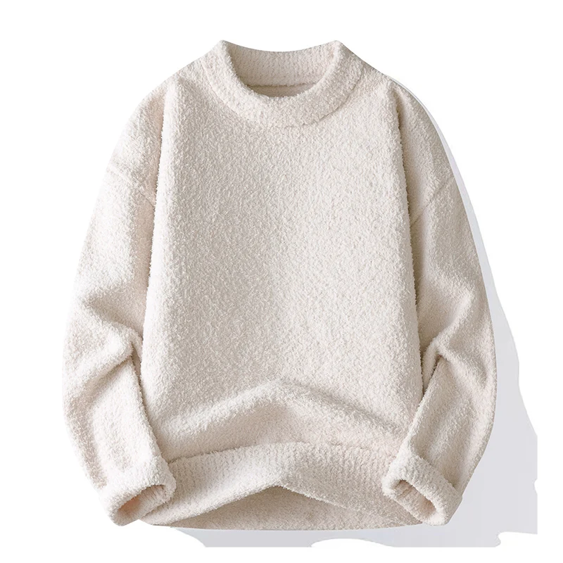 Single Road Mens Crewneck Sweater Oversized 2025 Winter Warm Solid Thermal Y2K Pullover Jumper Korean Fashion Sweaters for Men