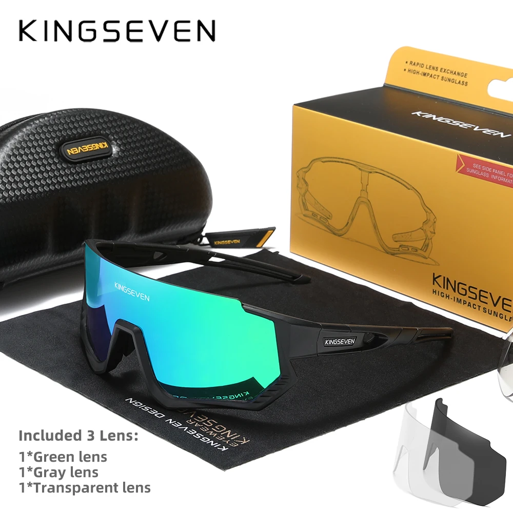 KINGSEVEN Cycling Anti-UV Sunglasses Men Women Bicycle Glasses UV400 Polarized Fishing Bike Climbing Large Frame Sports Eyewear