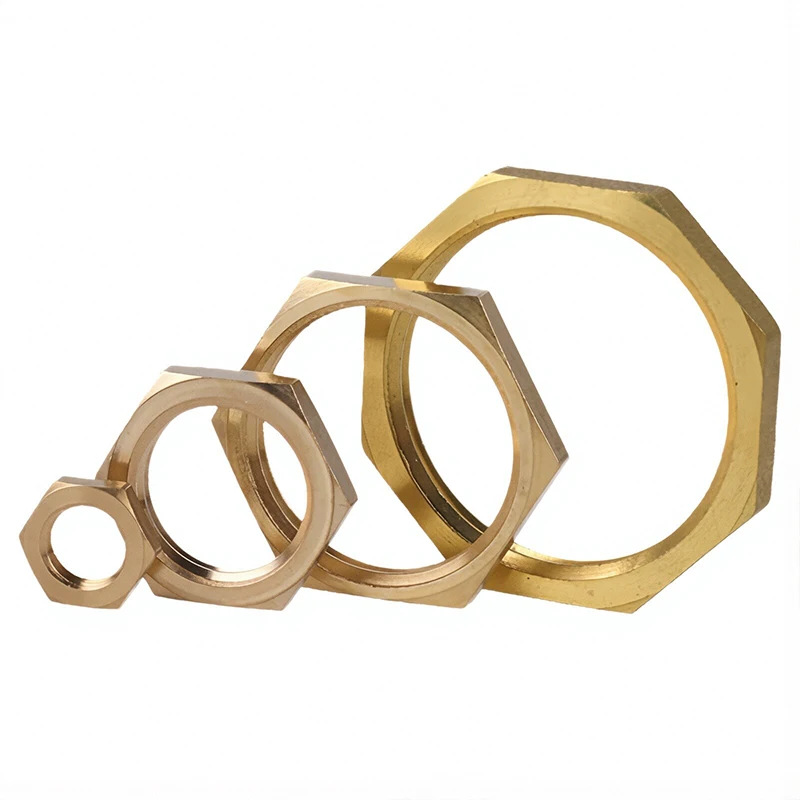 5Pcs/10Pcs 1/8 1/4 3/8 1/2 BSP Internal Thread Hex Nut Brass Hex Nut Screw Cap Fittings Full Range Brass Nut Set