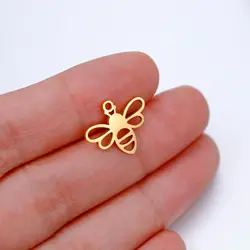 5pcs/Lot Hollow Bees Kawaii Charms Stainless Steel Jewelry Wholesale Small Elegant Pendant Bracelet Earrings Marking Accessories