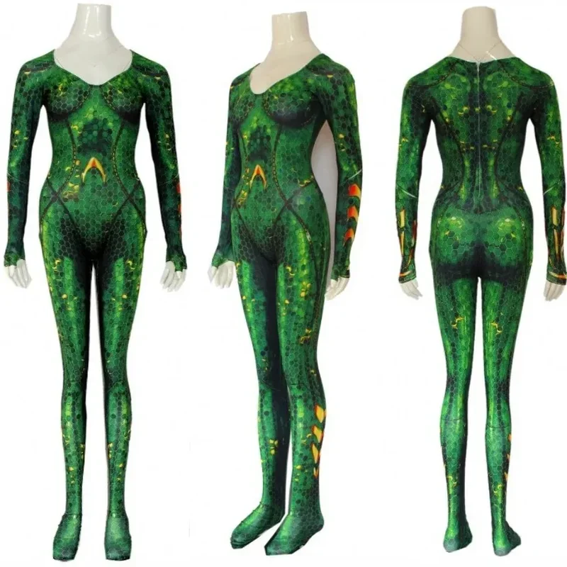 Movie Aquaman Mera Cosplay Costume Justice Alliance Sea jumpsuit Tights after Mae La Mera Hero Halloween For Christmas Women