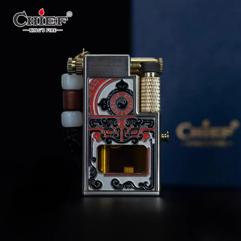 CHIEF Small Steel Cannon Upgrade Taotie Swallow Money Creative Sideslip Transparent Oil Tank Oil Lighter Collection Gift