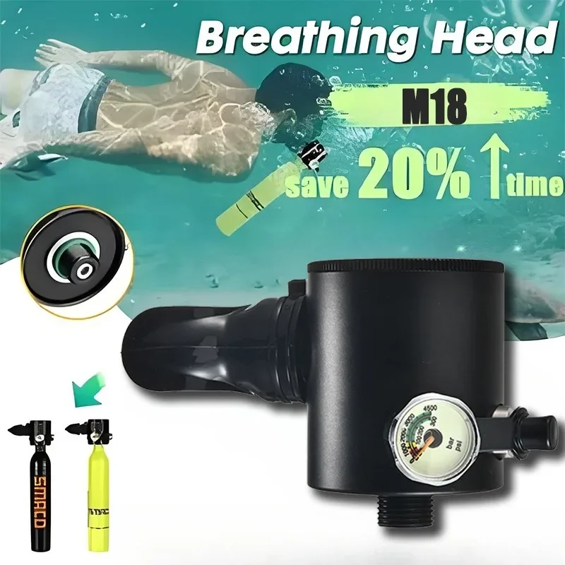 

M18 Mini Oxygen Bottle Breathing Valve Head, Underwater Breather, Swimming Equipment, Breathing Tank Diving Accessories