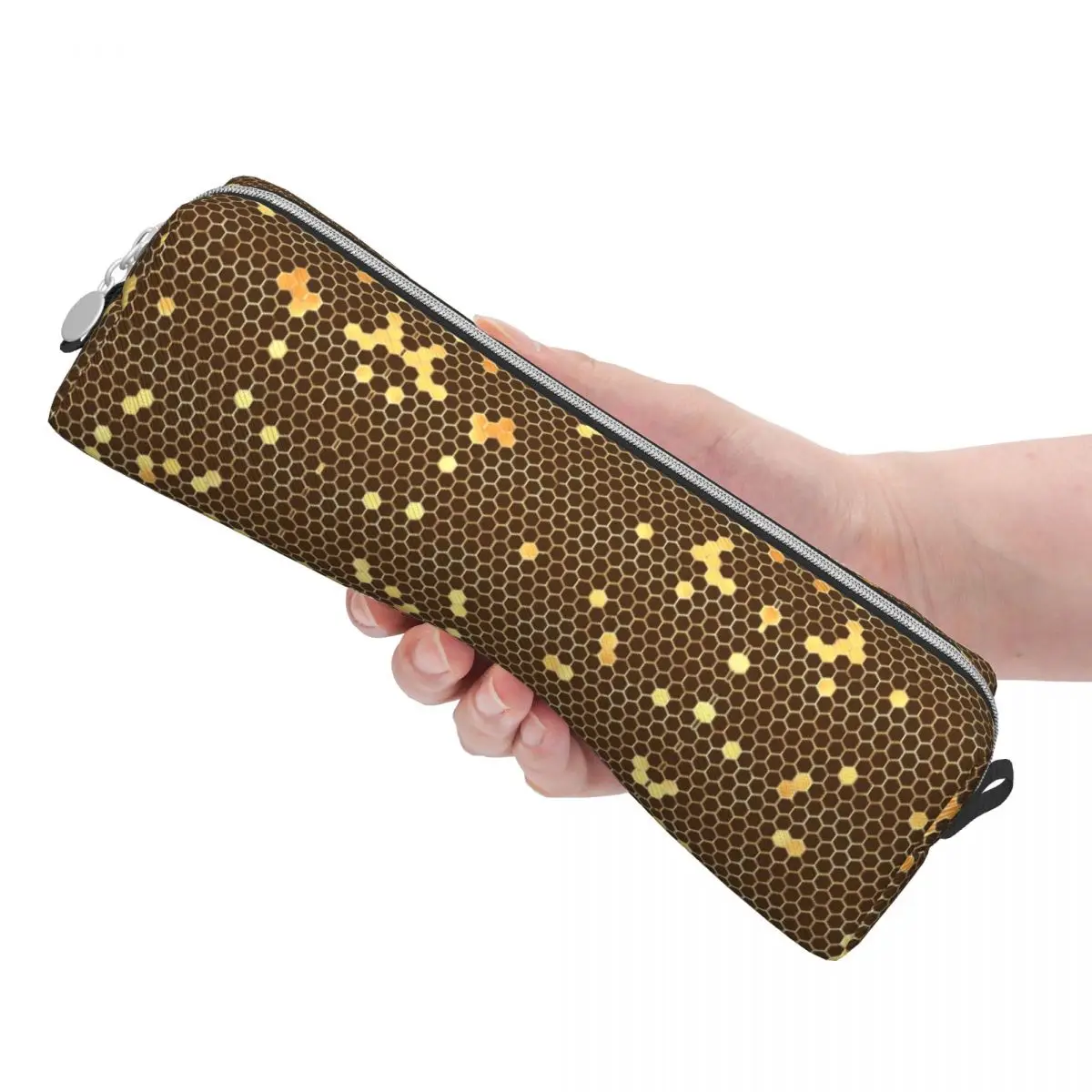 Bee Hives Pencil Case Gold And Black PU Leather Pencil Pouch Girls Boys Kawaii Large Back To School Pencil Cases Stationery