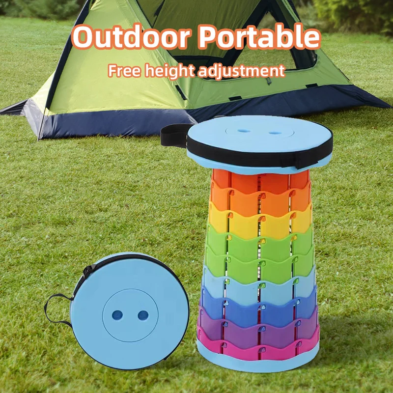 

Upgraded Folding Stool Portable Plastic Bench Chair Collapsible Stool Retractable Stool For Outdoor Fishing Hiking Camping Chair