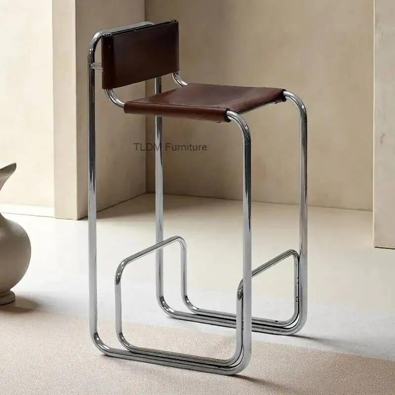 

Stainless Steel Dining Bar Chair Nordic Elegant Bars Stools Comfortable Backrest Island Barstool Modern Luxury Kitchen Barstools