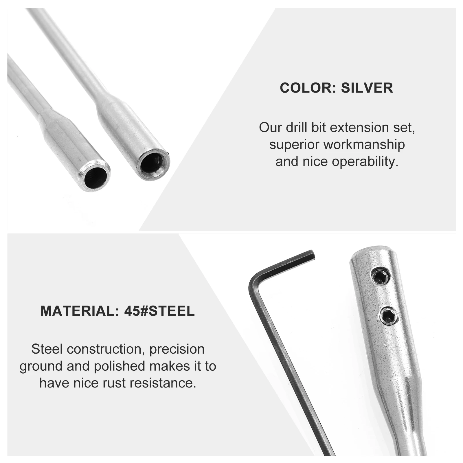 

1 set Drill Bit Extension Rod Set Multi-Use Bit Expander Resistant Steel Hand Tool Woodworking Car Repair Gift