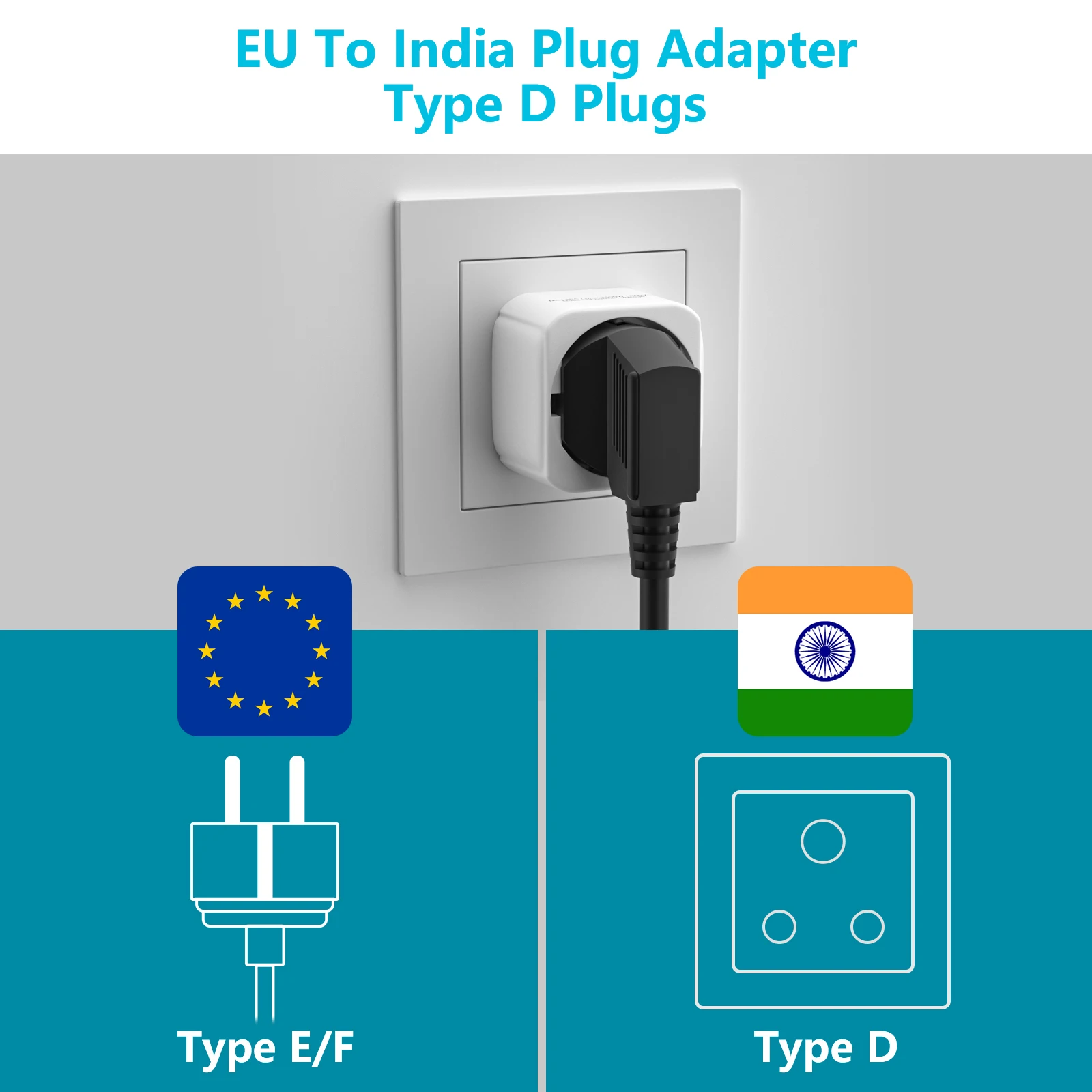 2 piece universal travel adapter EU to USA UK Australia Switzerland India South Africa Italy Convertible plug wall socket