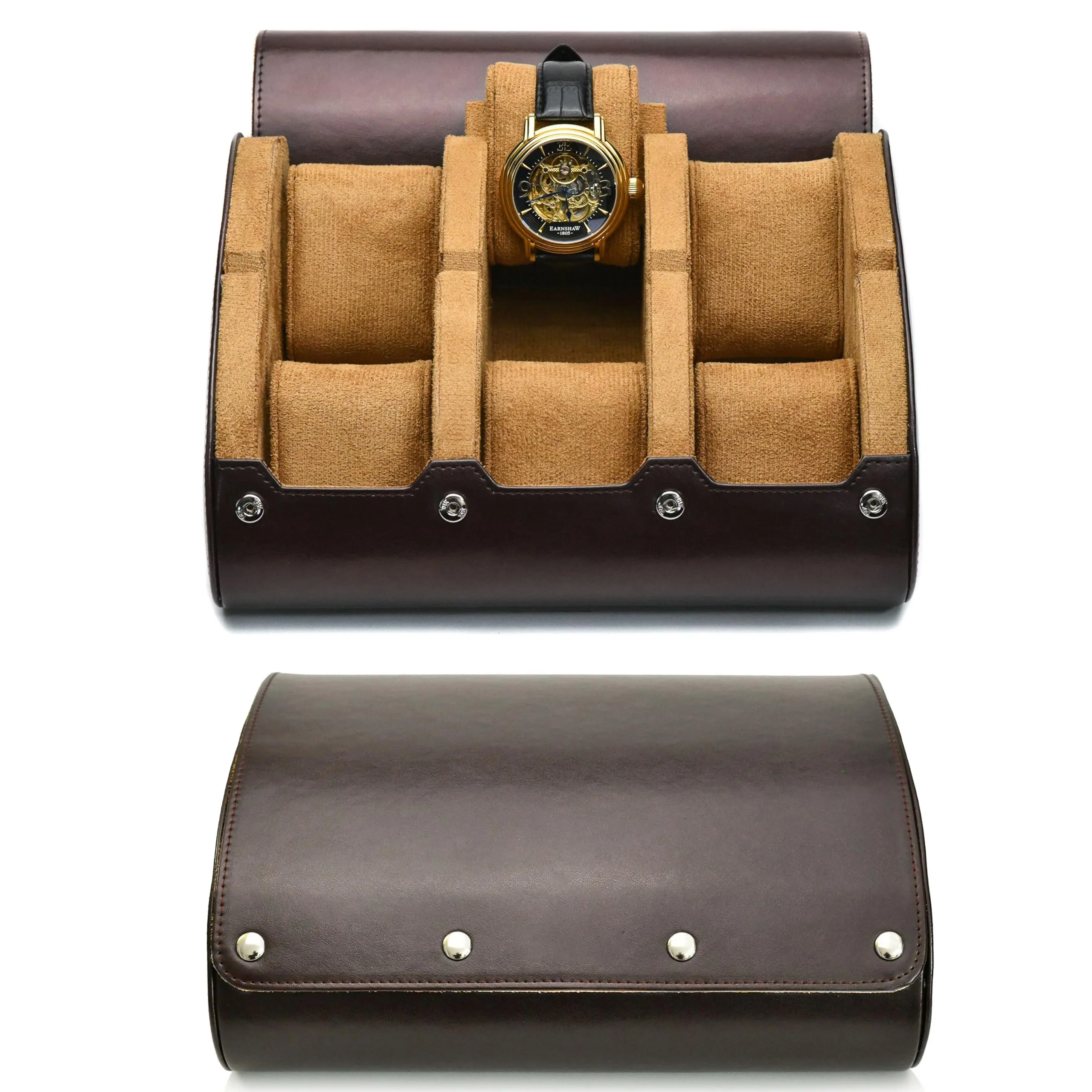 Watch Travel Case ,6 Slot Watch Roll Travel Case Organizer Display - PU Leather Watch Case - Watch Organizer  for Men & Women