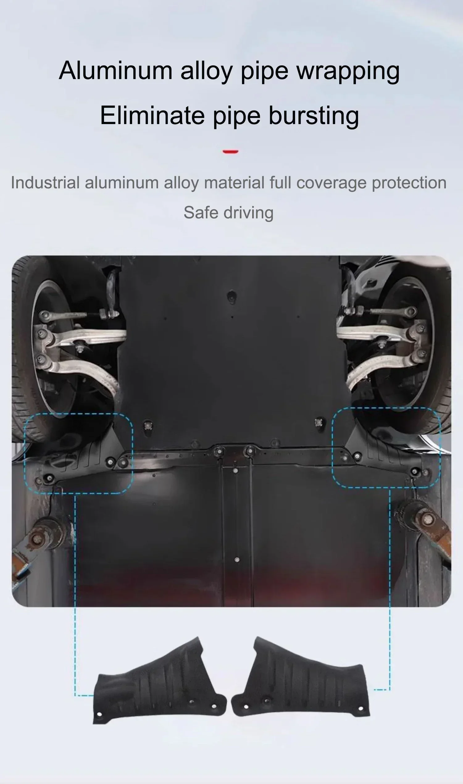 แผ่นป้องกันท่อหล่อเย็นอะลูมิเนียมอัลลอยสำหรับรถยนต์เทสล่า รุ่น Y ปี 2021-2024 สำหรับติดตั้งใต้แบตเตอรี่ใต้ท้องรถโดยไม่ต้องเจาะ