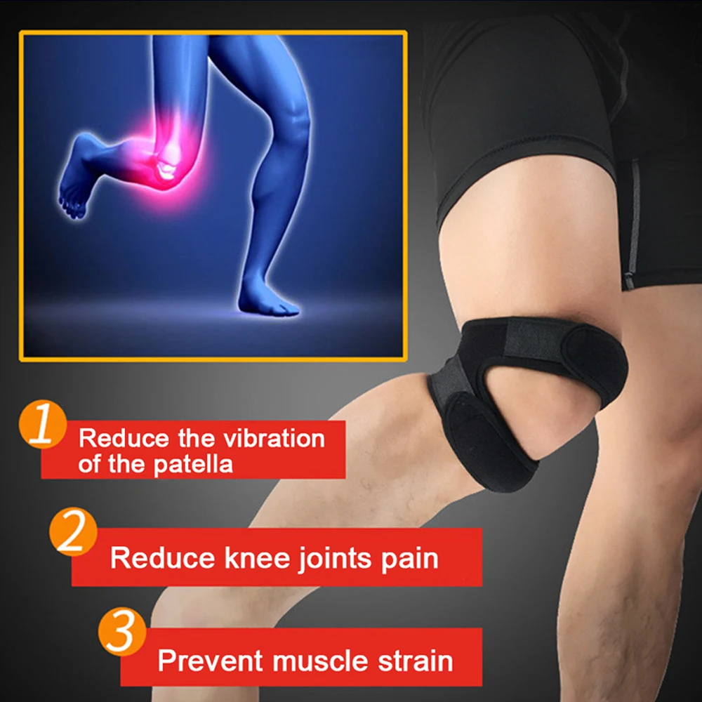 BraceTop 1 PCS Sports Kneepad Double Patellar Knee Patella Tendon Support Strap Brace Pad Protector Open Knee Wrap Band Fitness