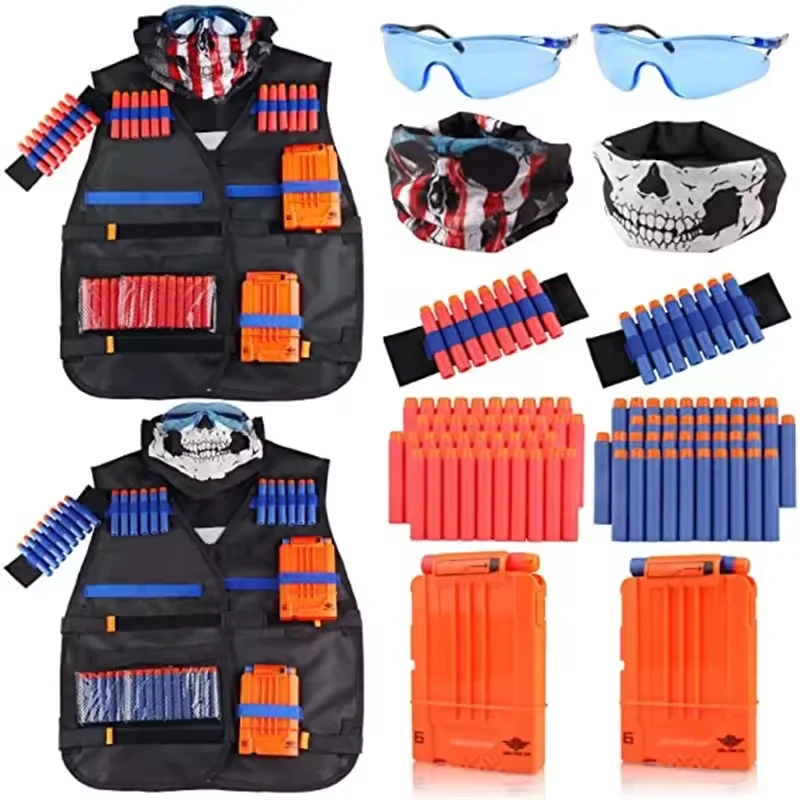 Zestaw kamizelki taktycznej dla dzieci do pistoletów Nerf N-Strike Elite Series, na amunicję, magazynki, gogle, śliniak, podkoszulek, uchwyt, zestaw do gier na świeżym powietrzu, zabawka.