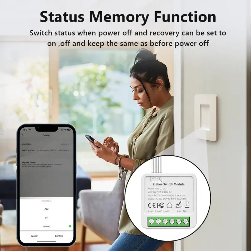 TUYA 2 Gang Zigbee وحدة تبديل ذكية صغيرة سهلة التركيب مفتاح إضاءة للتحكم في اتجاهين التحكم الصوتي يعمل مع Alexa Google