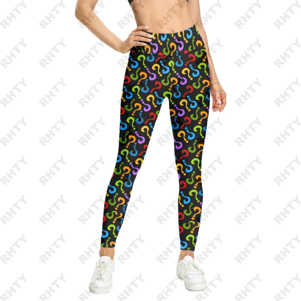 Alphabet Graffiti Quick Dry Leggings for Women, Black Cartoon Head Printed Sports Pants, Yoga Slim Tights, Colorful dehors Fitness