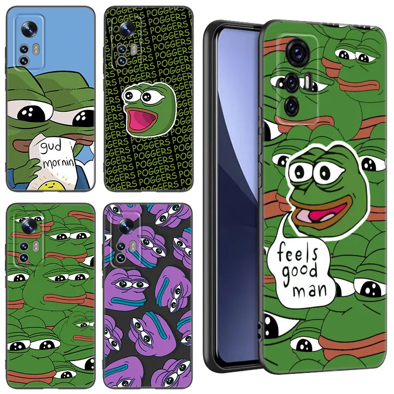 Sad Frog P-Pepe Black Silicone Phone Case For Xiaomi Mi 9 SE 8 10T 11 12 13 Lite 9T 11T 12S 12T 13T 14 Pro 5G NE 11i 12X