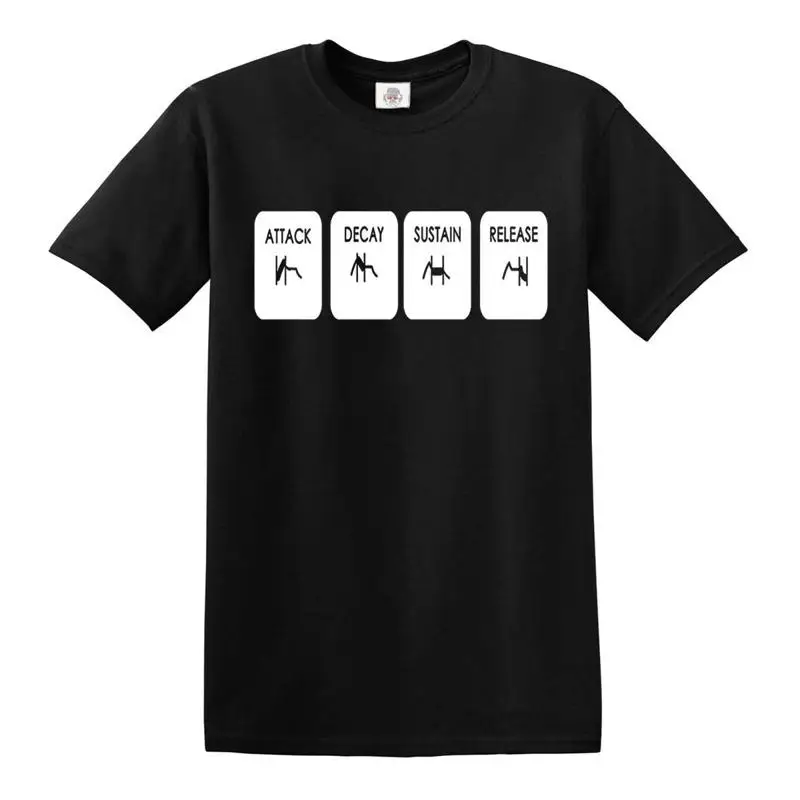 تي شيرت ADSR للرجال Synthesiser Moog Roland Music Producer Ableton Tee Top
