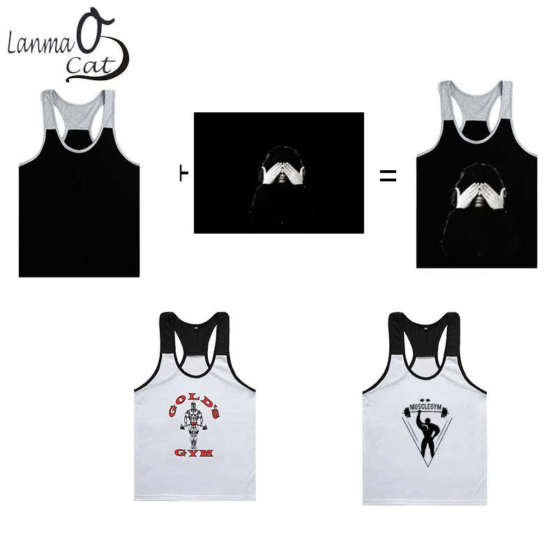 Bodybuilding Fitness Male Tank Tops Custom Printed Sleeveless Top Shirts  Vest Men Muscle Clothes XL XXL