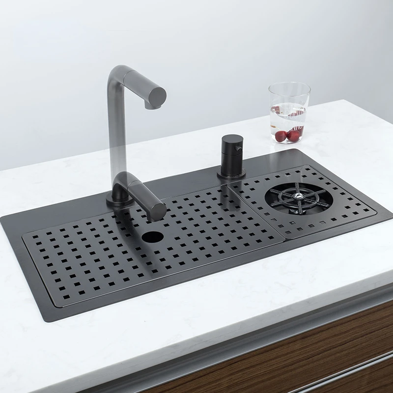 Nanometer Black Stainless Steel Sink for Cup Wash with Single Tank under the Bar Counter Kitchen Island