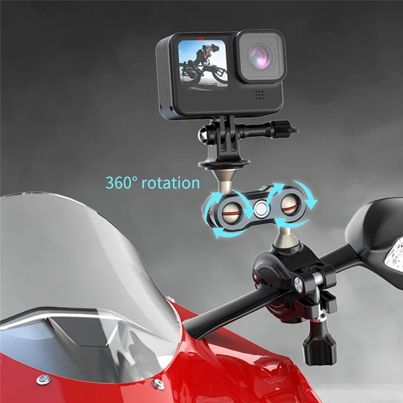 

-FDDT Motorcycle Bicycle Bracket Double Ball Head Magic Arm For Gopro 12 Action Camera Replacement Parts Accessories