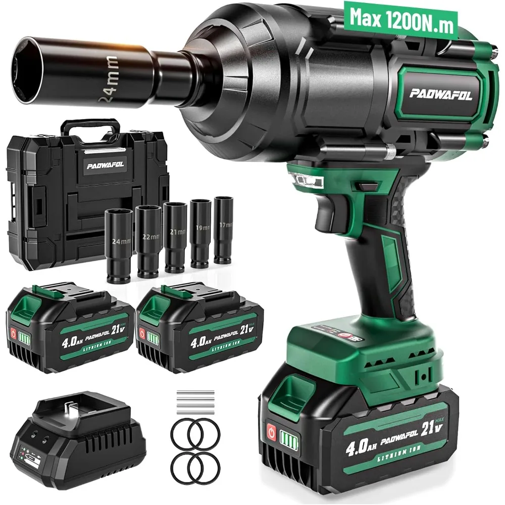 1200N.m(900ft-lbs) Cordless Impact Wrench, High Torque 1/2