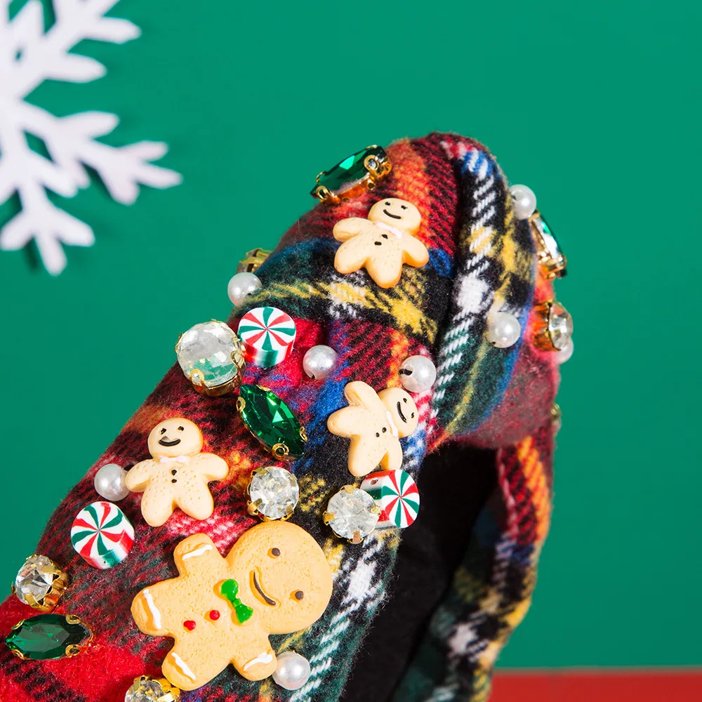 Best Seller in Europe and America Christmas Gingerbread Man Headband Trend Santa Claus Knotted Hair Accessories