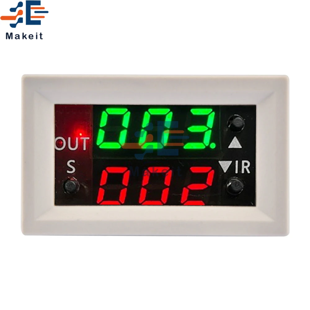 T2401-O/N DC 12V Modul Relay Penunda Waktu Tunda Dual-Display Relay Waktu Digital Langsung/Output Pasif Mini Led Timer Digital