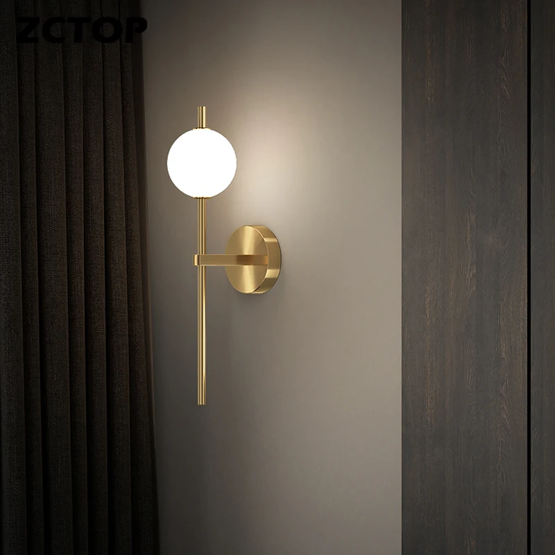 Imagem -03 - Tudo Cobre Led Wall Light Moderno Quarto Cabeceira de Vidro Lâmpada de Parede para Casa Sala de Estar Sofá Fundo Corredor Corredor Deco Sconce